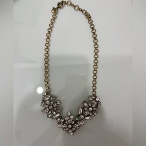 J.Crew Silver Cluster Gemstone Statement Necklace